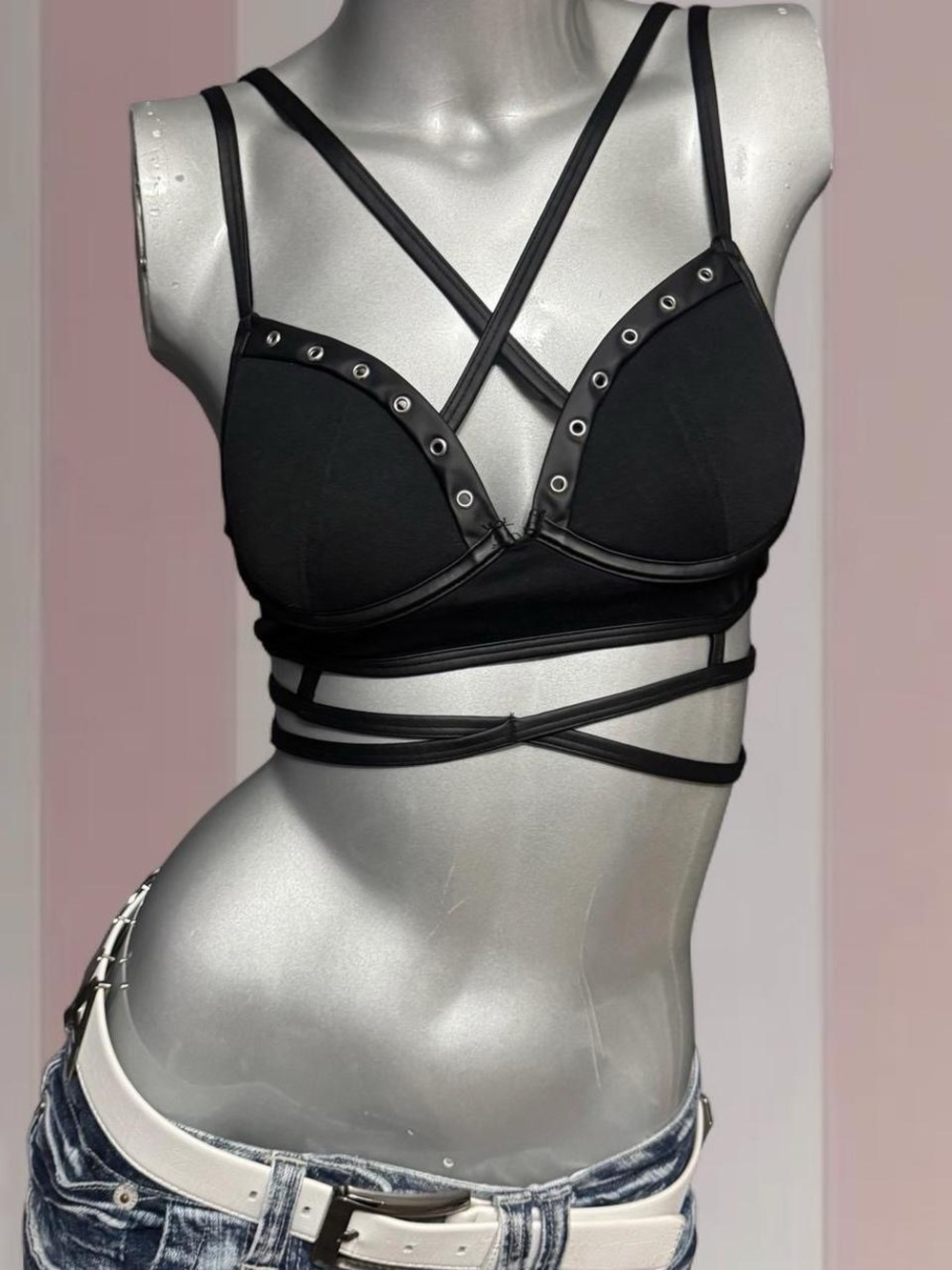 Killstar black bralet strappy crop top